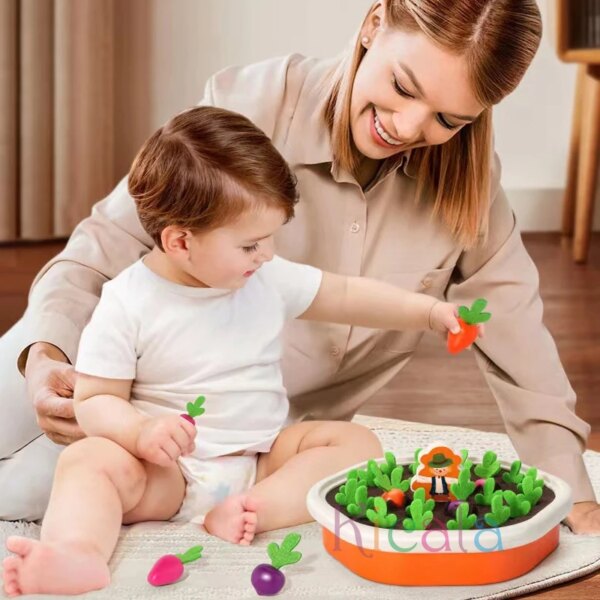 Montessori Carrot Pull Toy for Color & Shape Learning - Image 3